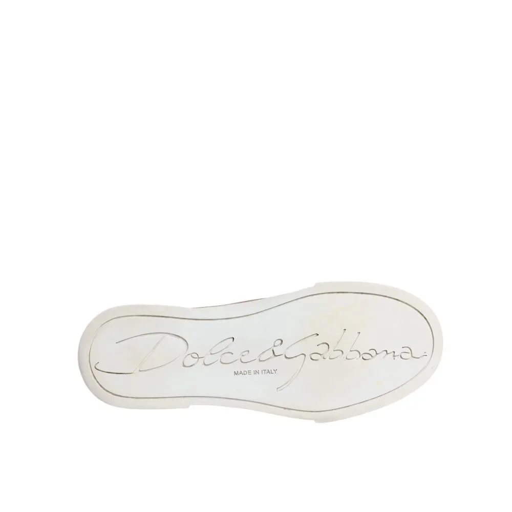 Dolce & Gabbana Gold White Logo Low Top Sneakers Shoes - Picture 7 of 9